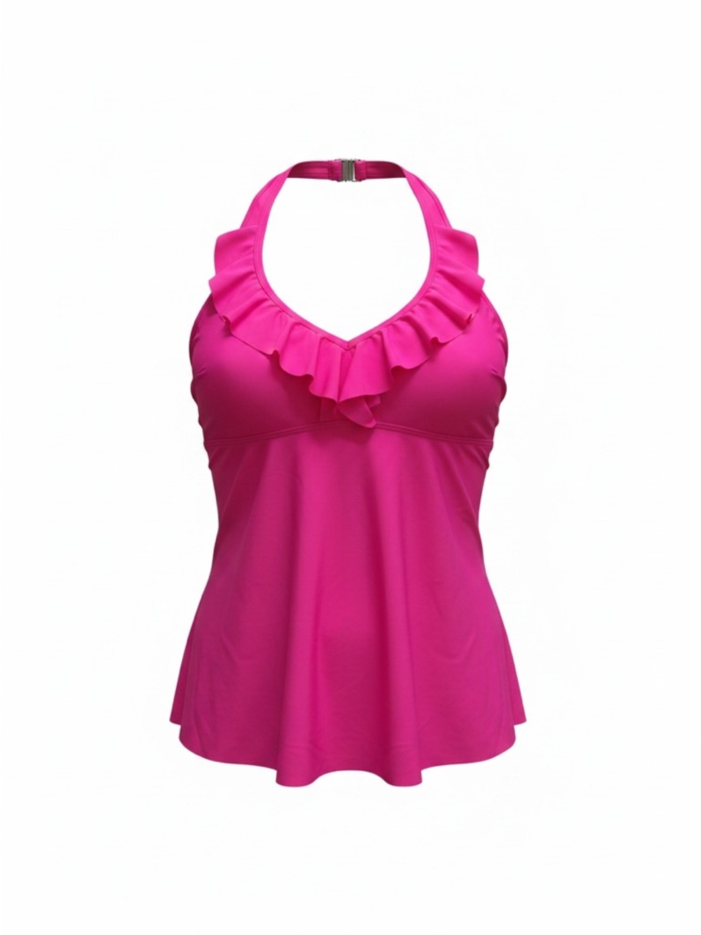 Hot Pink Ruffle Halter Swim Top  & Flower  Covered Bottoms
